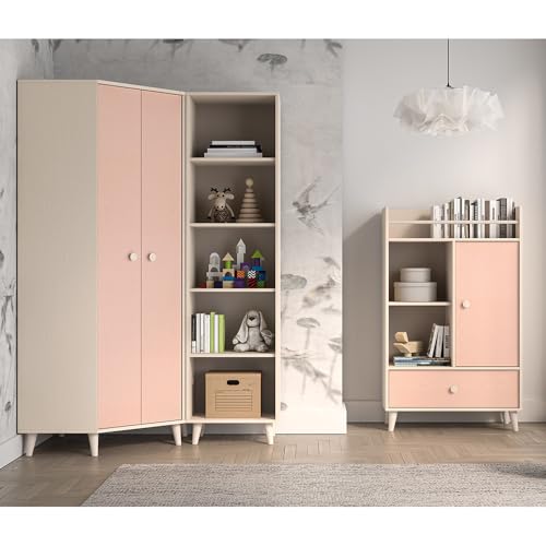 Lomadox Kinderzimmer Set 3-teilig in Sandbeige mit rosa Eckschrank Kleiderschrank Bücherregal offen Softclose fühlbare Holzstruktur Lomadox Kinderzimmer Set 3-teilig in Sandbeige mit rosa Eckschrank Kleiderschrank Bücherregal offen Softclose fühlbare Holzstruktur von Lomadox