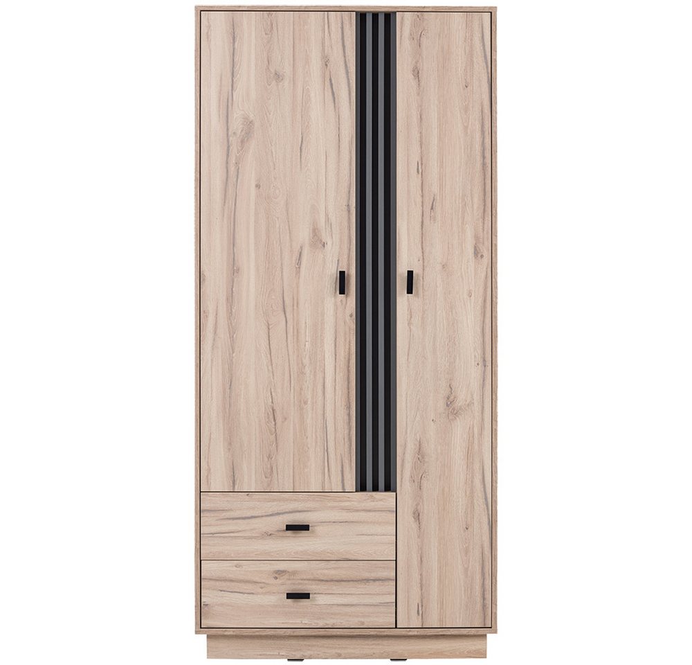 Lomadox Kleiderschrank ANTIGUA-133 Eiche mit Anthrazit, 2 Türen 2 Schubladen 1 Kleiderstange 90 cm breit Lomadox Kleiderschrank ANTIGUA-133 Eiche mit Anthrazit, 2 Türen 2 Schubladen 1 Kleiderstange 90 cm breit von Lomadox