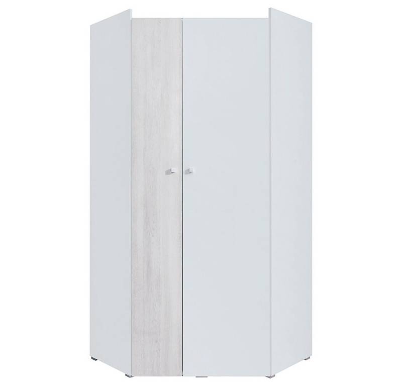 Lomadox Kleiderschrank COLLINS-133 Eckschrank Eckkleiderschrank weiß Eiche hell 90x190x90 cm 2 Türen von Lomadox