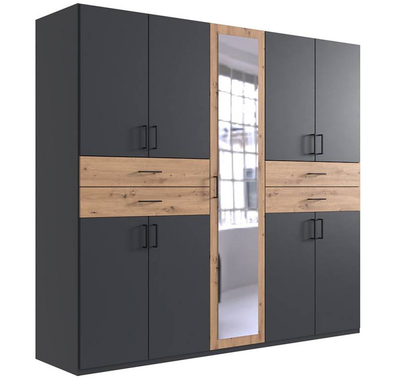 Lomadox Kleiderschrank TREVISO-43 Garderobenschrank Schlafzimmerschrank Schrank 225 cm breit graphit von Lomadox