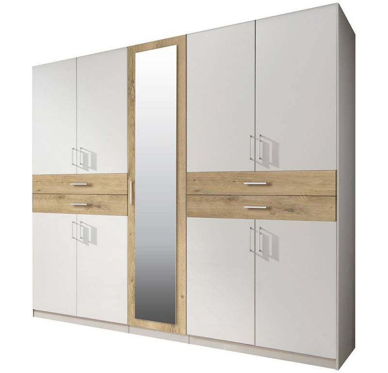 Lomadox Kleiderschrank TREVISO-43 Garderobenschrank Schlafzimmerschrank Schrank 225 cm breit modern weiß von Lomadox