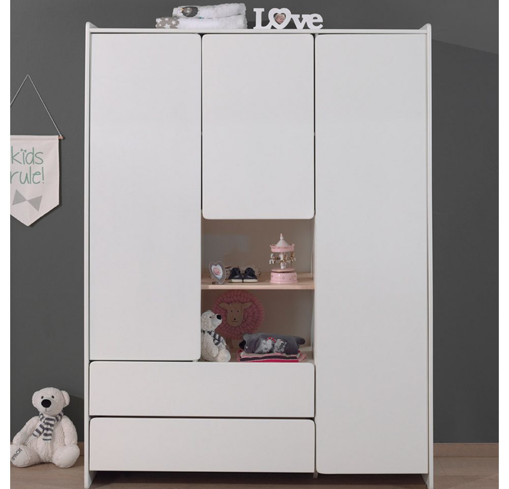 Lomadox Kleiderschrank weiß 3-trg. Kinderzimmer Jugendzimmer Schrank - Stellmaß 133/190/55cm Lomadox Kleiderschrank weiß 3-trg. Kinderzimmer Jugendzimmer Schrank - Stellmaß 133/190/55cm von Lomadox