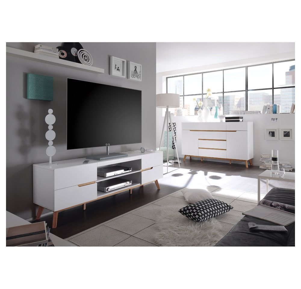Lomadox Wohnzimmer-Set CERVERA-05, (Mega-Spar-Set), weiß matt lackiert mit furniertem Massivholz in Asteiche geölt Lomadox Wohnzimmer-Set CERVERA-05, (Mega-Spar-Set), weiß matt lackiert mit furniertem Massivholz in Asteiche geölt von Lomadox