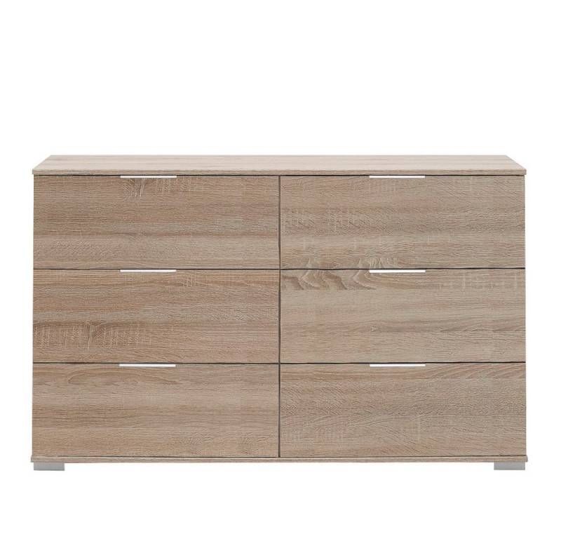 Lomadox Kommode ELSTRA-43, Schlafzimmer mit 6 Schubladen in Eiche sägerau Nb., 130/83/41 cm von Lomadox