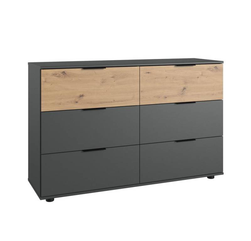 Lomadox Kommode GRANADA-43, graphit mit Artisan Eiche Nb. 130/83/41 cm von Lomadox