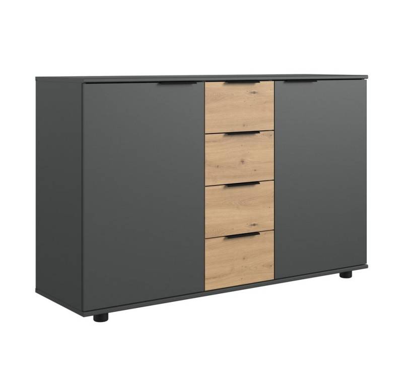 Lomadox Kommode GRANADA-43, Schlafzimmer in graphit mit Artisan Eiche Nb., B/H/T ca. 130/83/41 cm von Lomadox