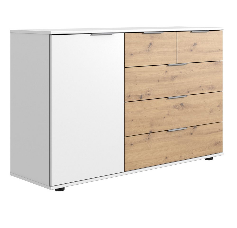 Lomadox Kommode GRANADA-43, Schlafzimmer in weiß mit Artisan Eiche Nb., B/H/T ca. 130/83/41 cm von Lomadox