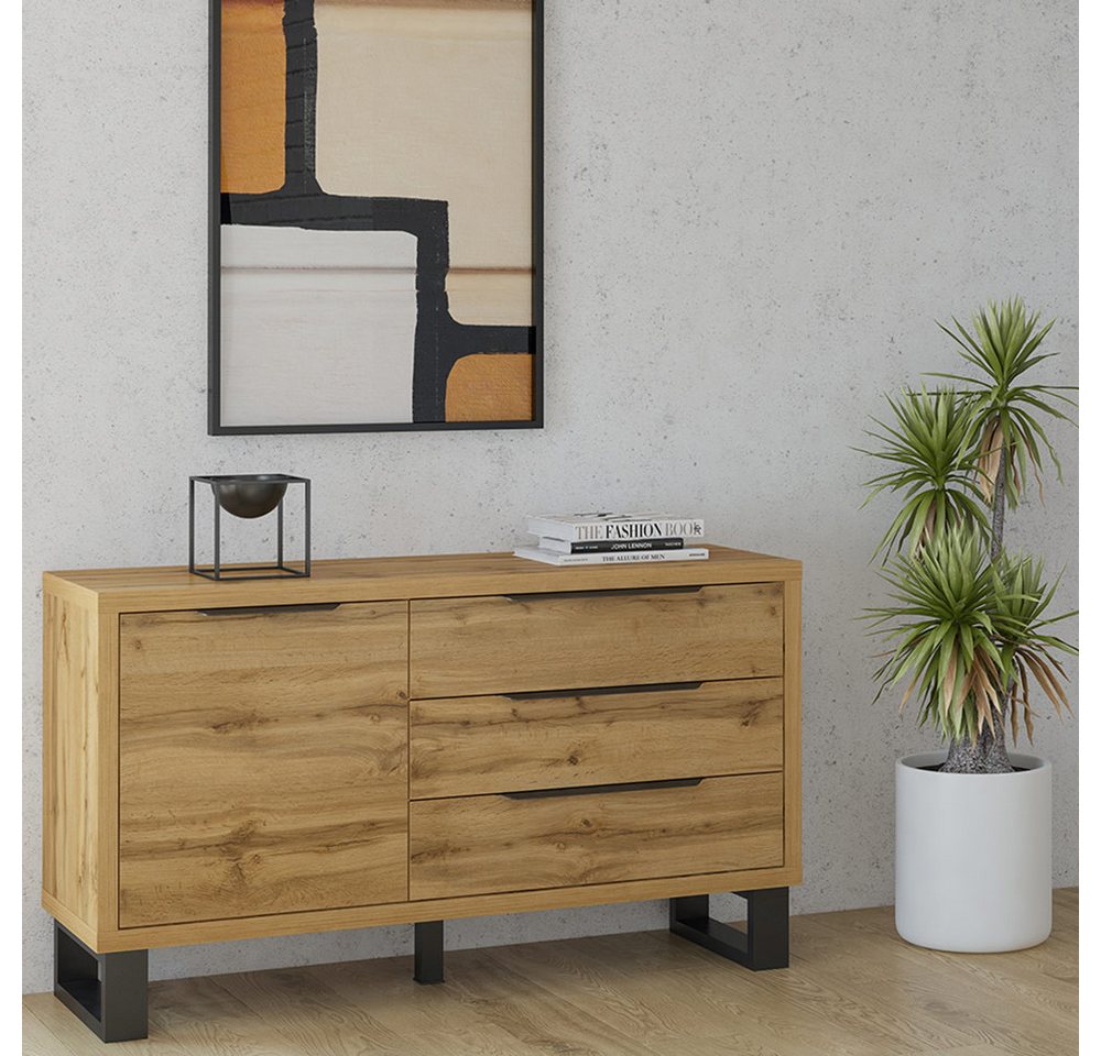 Lomadox Sideboard HENDERSON-83, Wohn-/Esszimmer in Wotan Eiche Nb., B/H/T ca. 144/83/45 cm von Lomadox