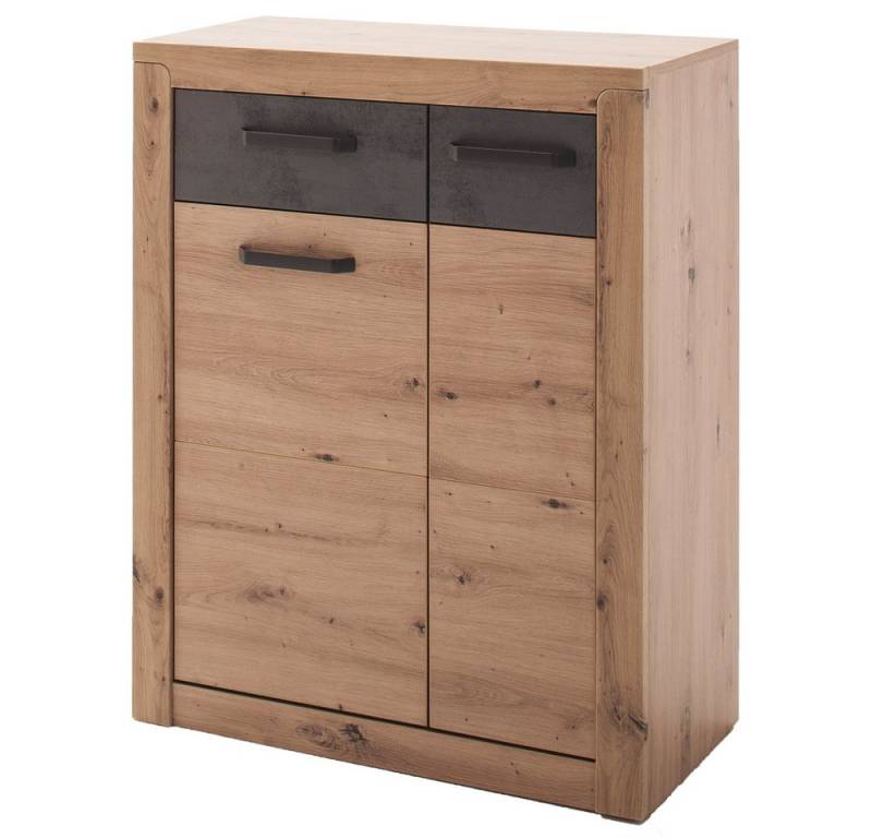 Lomadox Kommode IOLA-05, in Eiche mit grau Flurkommode Schuhschrank 77x99x38 cm von Lomadox