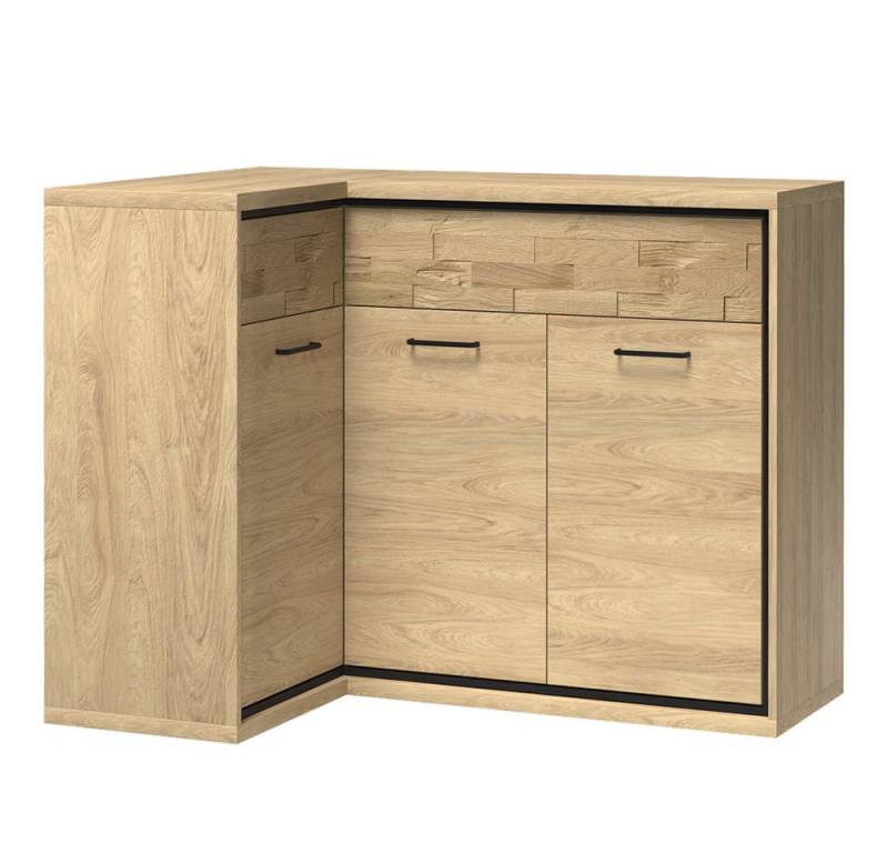 Lomadox Kommode MEGARA-161, Eckschrank Sideboard Schrank modern in braun mit Eiche Hickory Design von Lomadox