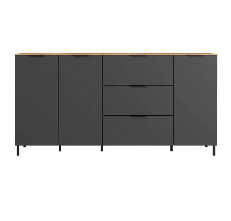 Lomadox Sideboard RIOS-01, Sideboard in graphit mit Navarra Eiche Nb., B/H/T: ca. 192/98/40 cm von Lomadox