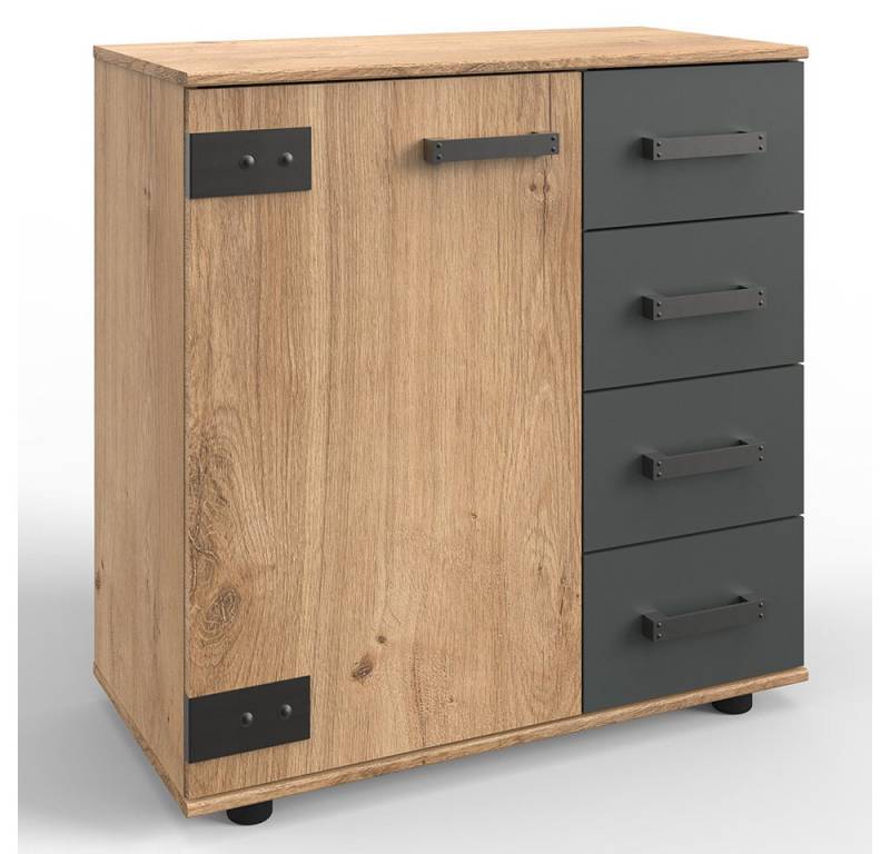 Lomadox Kommode SUNDERLAND-43, Eiche graphit grau Industrial Style 81x83x41 cm Lomadox Kommode SUNDERLAND-43, Eiche graphit grau Industrial Style 81x83x41 cm von Lomadox