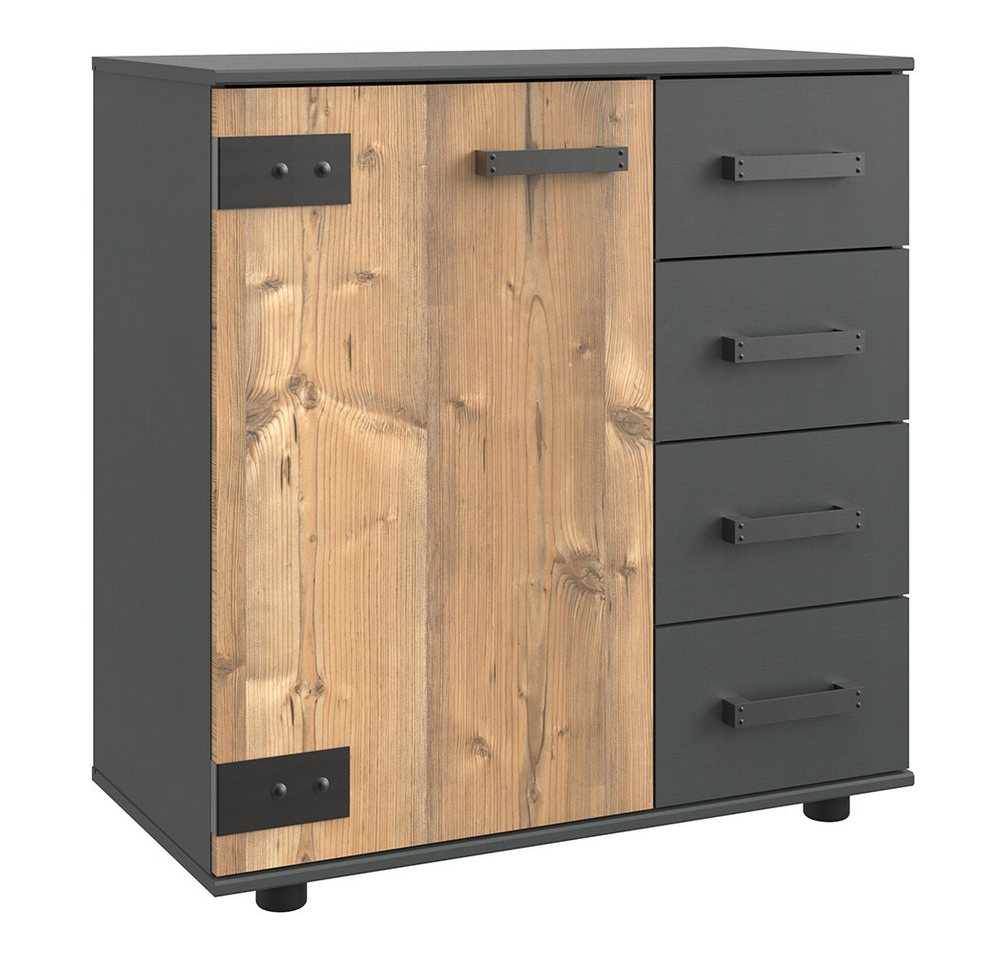 Lomadox Kommode SUNDERLAND-43, graphit grau Fichte Industrial Style 81x83x41 cm Lomadox Kommode SUNDERLAND-43, graphit grau Fichte Industrial Style 81x83x41 cm von Lomadox