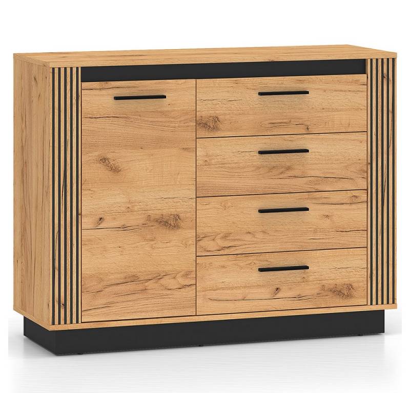 Lomadox Kommode URBANIA-131, Sideboard Anrichte Schrank 115 cm breit modern in Eiche mit schwarz von Lomadox