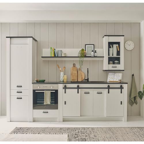 Lomadox Küchenmöbel Set 5-teilig in Pinie weiß mit anthrazit Küchenschrank Küchenmöbel Modern Wandregal Spültisch Stauraumschrank Lomadox Küchenmöbel Set 5-teilig in Pinie weiß mit anthrazit Küchenschrank Küchenmöbel Modern Wandregal Spültisch Stauraumschrank von Lomadox