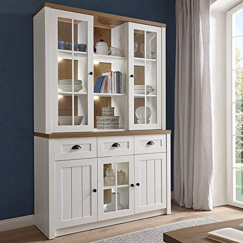 Lomadox Landhaus Buffetschrank Küchenbuffet in Pine weiß mit Eiche hell, inkl. Beleuchtung Lomadox Landhaus Buffetschrank Küchenbuffet in Pine weiß mit Eiche hell, inkl. Beleuchtung von Lomadox