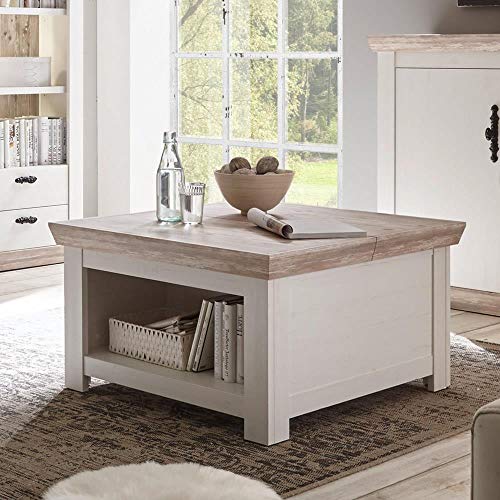 Lomadox Landhaus Couchtisch 86x86cm in Pinie weiß Tischplatte Oslo Pinie dunkel Lomadox Landhaus Couchtisch 86x86cm in Pinie weiß Tischplatte Oslo Pinie dunkel von Lomadox