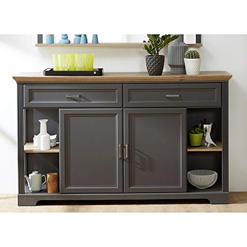 Lomadox Landhaus Sideboard in Graphit-Grau/Absetzungen in Artisan Eiche Nb., Breite 171cm Lomadox Landhaus Sideboard in Graphit-Grau/Absetzungen in Artisan Eiche Nb., Breite 171cm von Lomadox