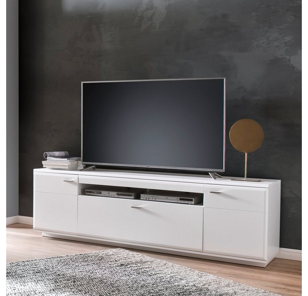 Lomadox Lowboard ALIA-05, Fernsehschrank montiert, weiß matt 195 cm, Fernsehtisch, Fernsehmöbel von Lomadox