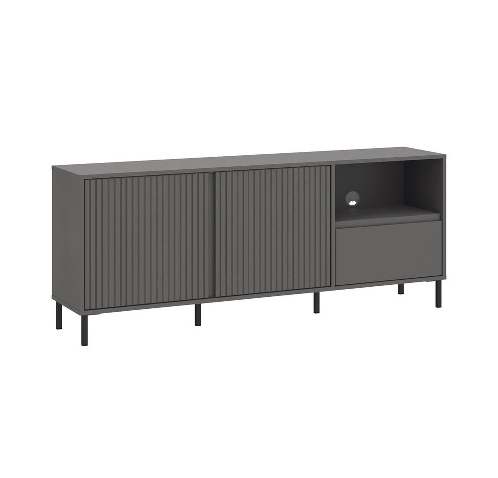 Lomadox Lowboard AMELIA-129, Fernsehschrank 157,8 cm anthrazit mit Rillen 2 Türen 1 Schublade Lomadox Lowboard AMELIA-129, Fernsehschrank 157,8 cm anthrazit mit Rillen 2 Türen 1 Schublade von Lomadox