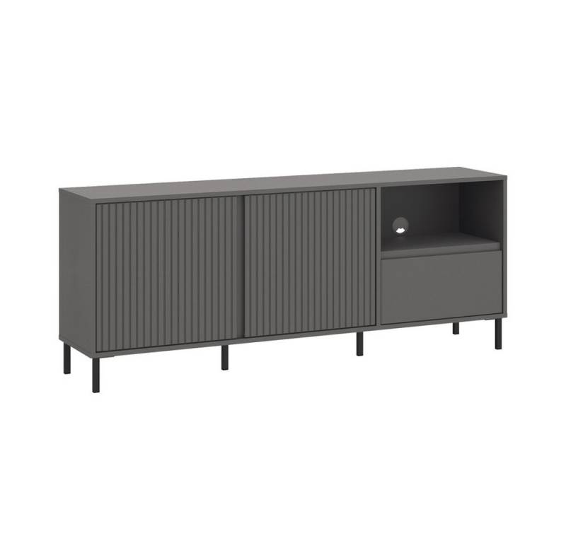 Lomadox Lowboard AMELIA-129, Fernsehschrank 157,8 cm anthrazit mit Rillen 2 Türen 1 Schublade Lomadox Lowboard AMELIA-129, Fernsehschrank 157,8 cm anthrazit mit Rillen 2 Türen 1 Schublade von Lomadox
