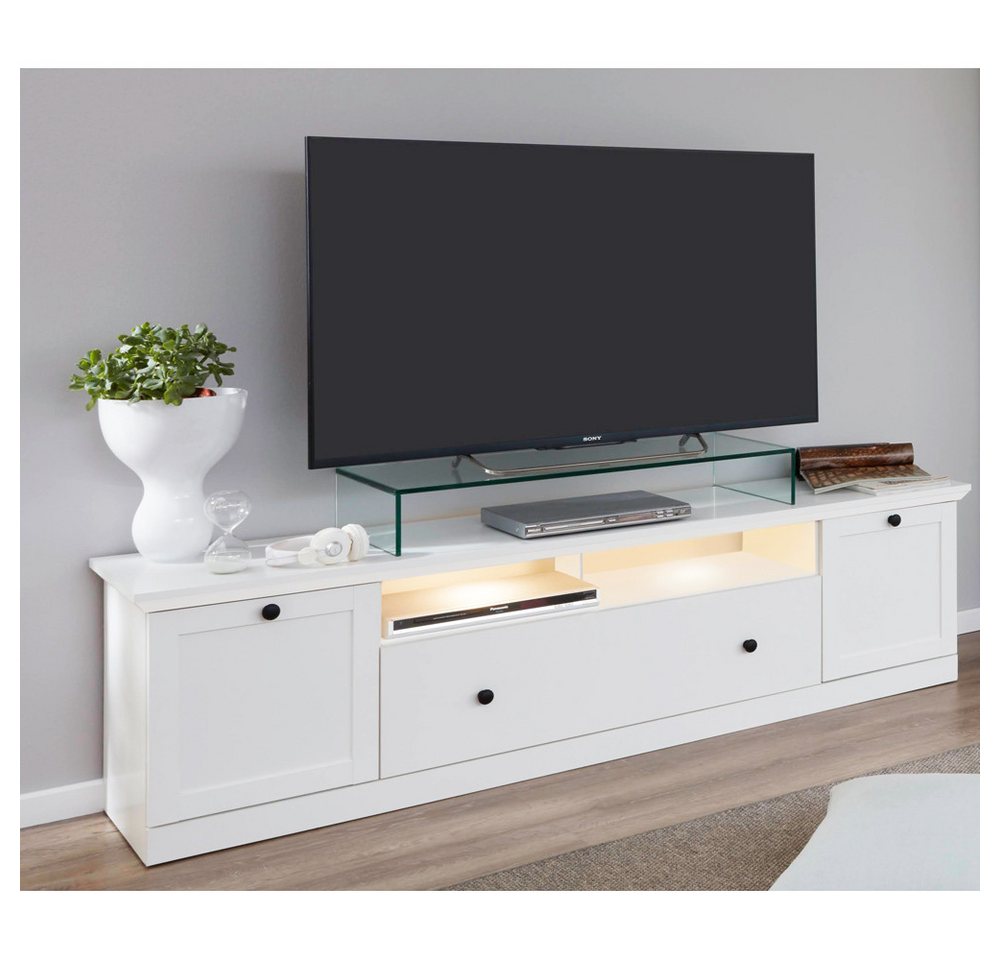 Lomadox Lowboard BERGAMA-19, TV mit LED Unterbaubeleuchtung weiß Landhausstil, B/H/T: 177/49/41 cm von Lomadox