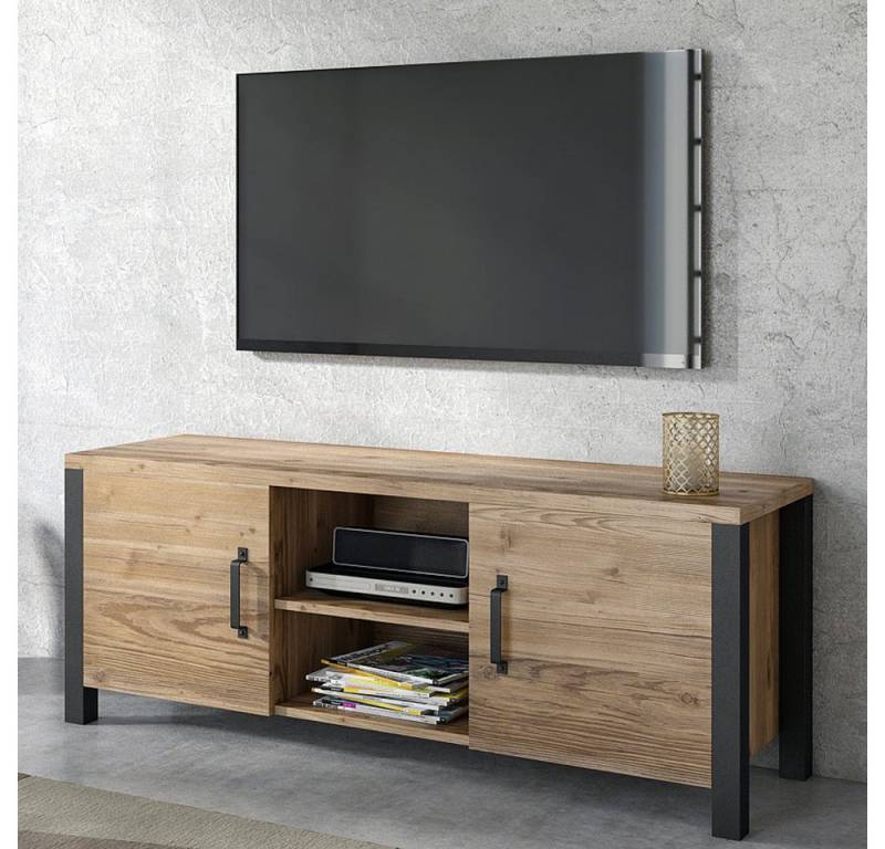 Lomadox Lowboard ORADEA-83, Appenzeller Fichte Nb. mit schwarz super matt 147/57/43 cm von Lomadox