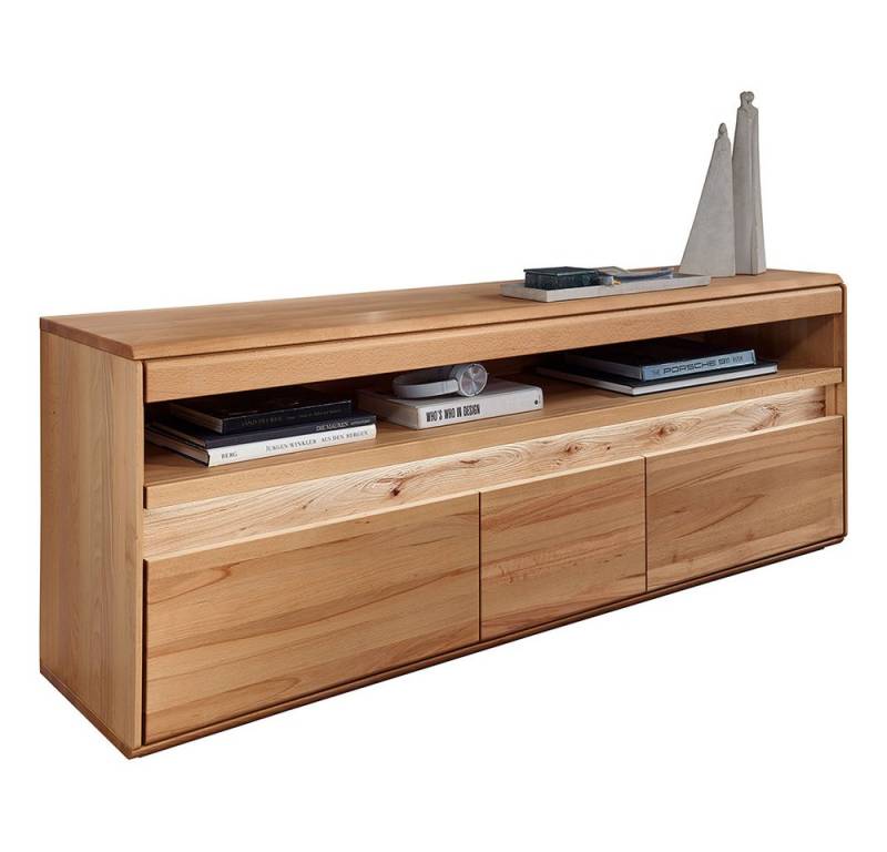 Lomadox Lowboard WELLAND-69, 165 cm breit, Kernbuche massiv geölt mit LED-Beleuchtung von Lomadox