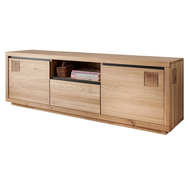 Lomadox Lowboard WINCHESTER-69, TV Board Fernsehschrank 170 cm Eiche massiv geölt Hirnholz-Detail von Lomadox