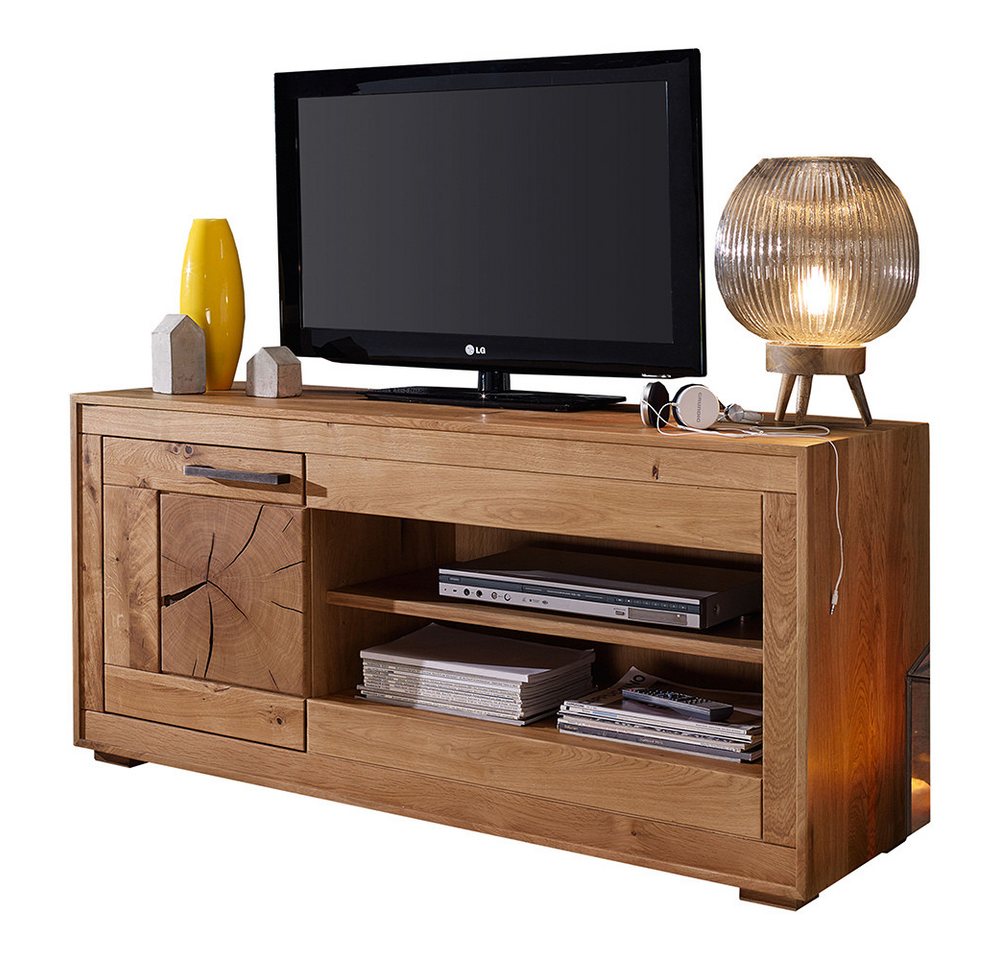 Lomadox Lowboard WINNIPEG-69, Fernsehschrank 130cm, Eiche massiv geölt, Hirnholz-Details, montiert Lomadox Lowboard WINNIPEG-69, Fernsehschrank 130cm, Eiche massiv geölt, Hirnholz-Details, montiert von Lomadox
