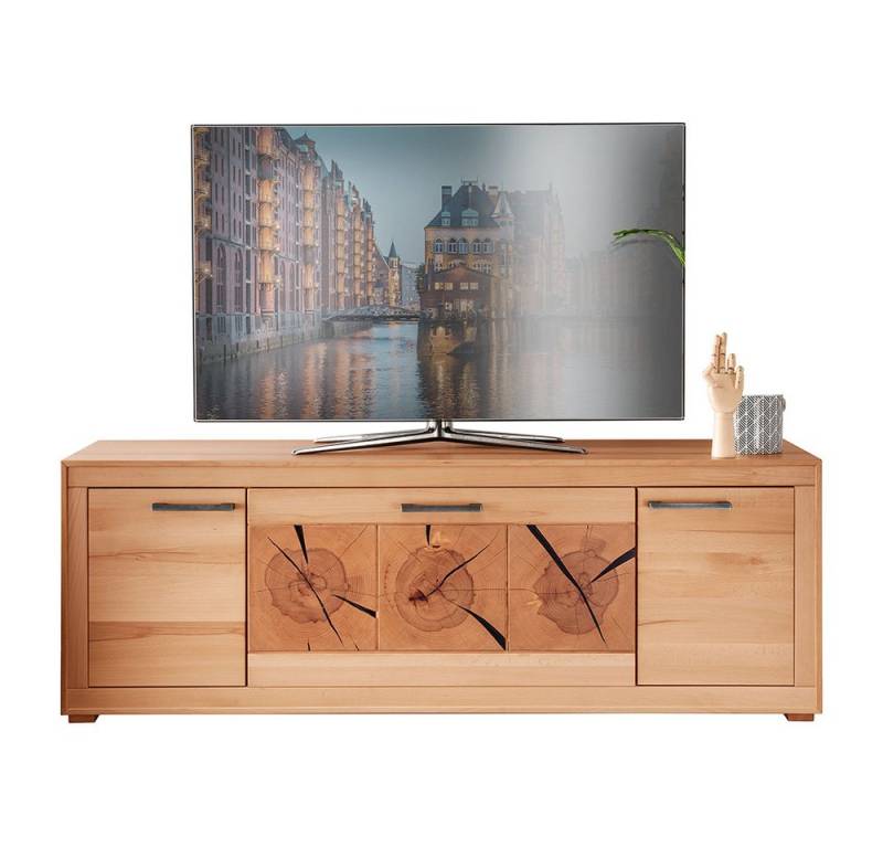 Lomadox Lowboard WINNIPEG-69, Fernsehschrank 178cm, Kernbuche massiv, Hirnholz-Details, montiert von Lomadox