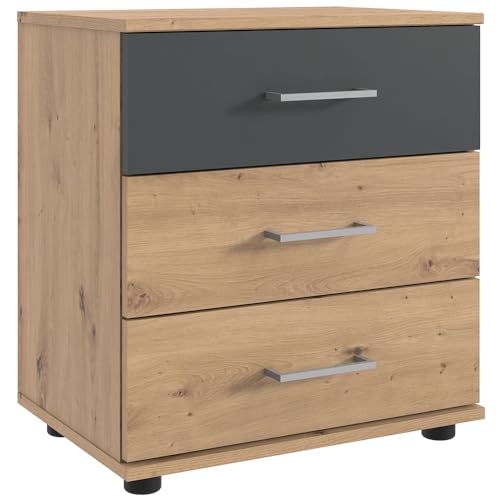 Lomadox Nachttisch 52 cm breit Nachtschrank Nachtkommode Nachtschränkchen Betttisch Nachtkästchen modern in Eiche Artisan mit Graphit von Lomadox