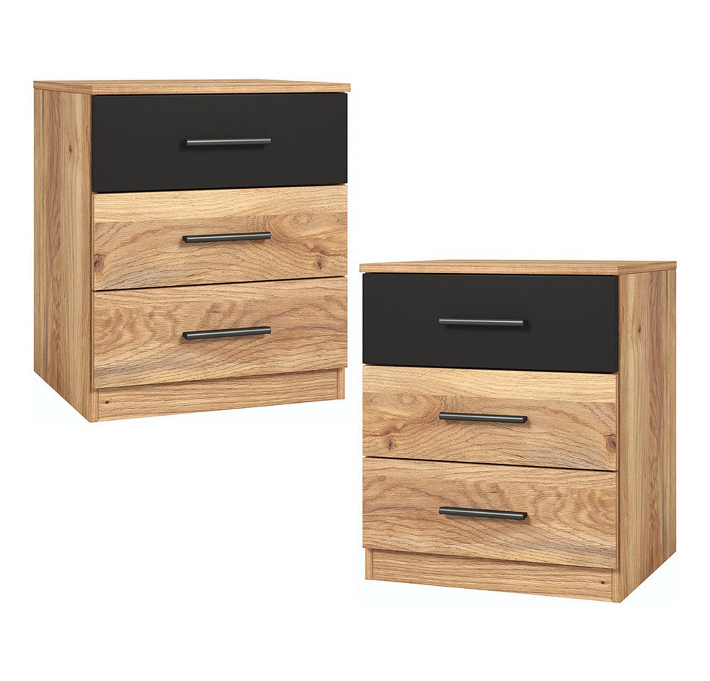 Lomadox Nachttisch BIRMINGHAM-83, 2er Set, Eiche mit schwarz Lomadox Nachttisch BIRMINGHAM-83, 2er Set, Eiche mit schwarz von Lomadox
