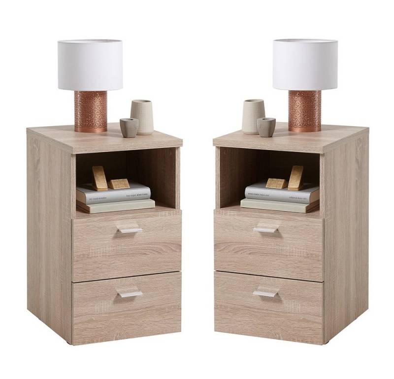 Lomadox Nachttisch CERNA-10, Nachtschrank Nachtkonsole, 2er Set, Eiche Nb., 35/61,5/39,9 cm von Lomadox