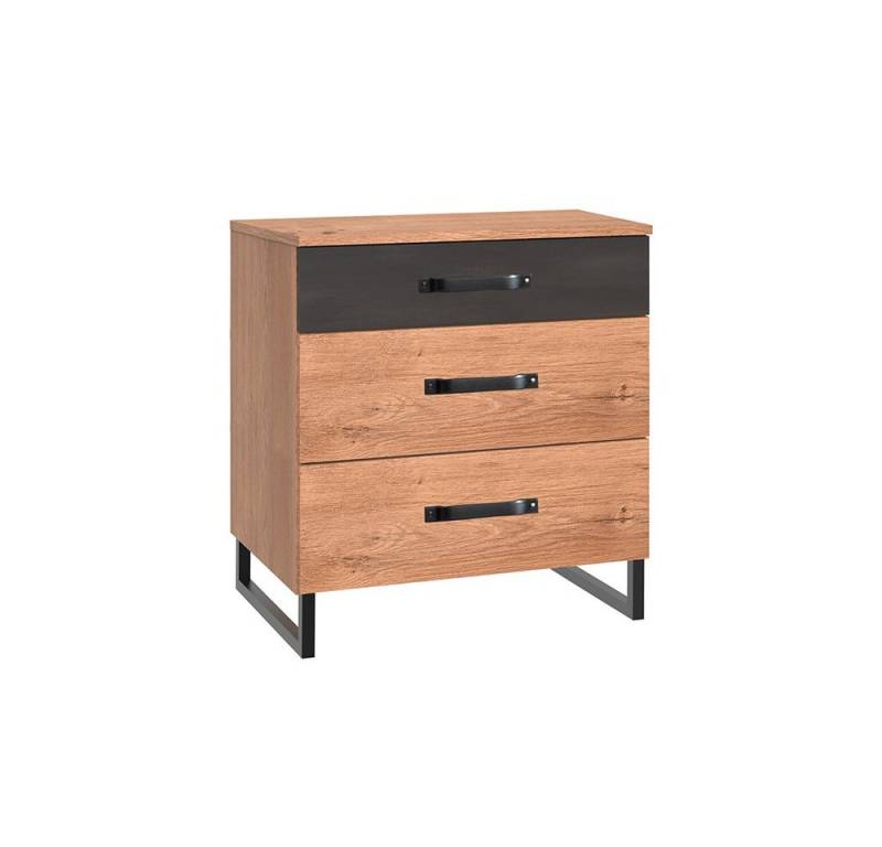 Lomadox Nachttisch DAVENPORT-43, Nachtschrank 64cm hoch, Eiche & Stahl Nb., ideal für Boxspringbetten von Lomadox