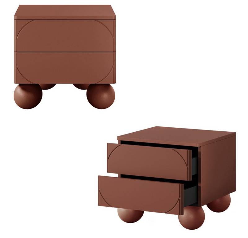 Lomadox Nachttisch SPLIT-141, burgunder rot matt 2 Nachtschränke mit Kugelfüßen grifflos modern Lomadox Nachttisch SPLIT-141, burgunder rot matt 2 Nachtschränke mit Kugelfüßen grifflos modern von Lomadox