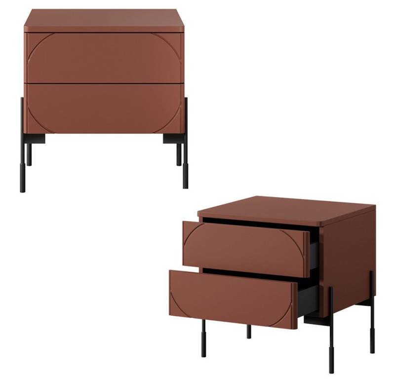 Lomadox Nachttisch SPLIT-141, burgunder rot matt 2 Nachtschränke mit Metallfüßen grifflos modern Lomadox Nachttisch SPLIT-141, burgunder rot matt 2 Nachtschränke mit Metallfüßen grifflos modern von Lomadox
