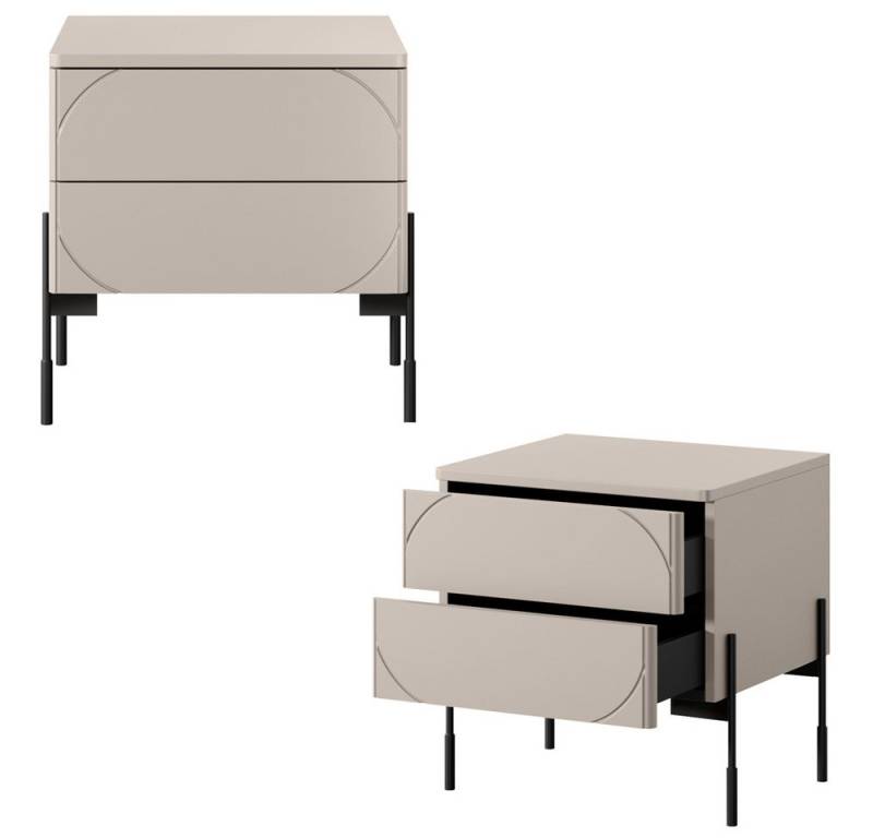 Lomadox Nachttisch SPLIT-141, kaschmir beige matt 2 Nachtschränke mit Metallfüßen grifflos modern Lomadox Nachttisch SPLIT-141, kaschmir beige matt 2 Nachtschränke mit Metallfüßen grifflos modern von Lomadox