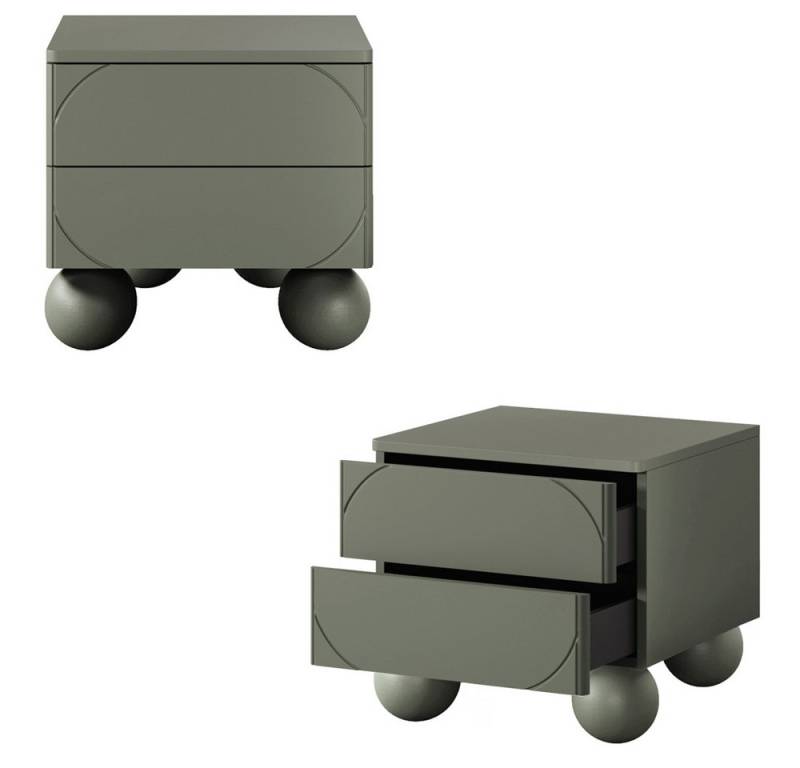 Lomadox Nachttisch SPLIT-141, oliv grün matt 2 Nachtschränke mit Kugelfüßen grifflos modern Lomadox Nachttisch SPLIT-141, oliv grün matt 2 Nachtschränke mit Kugelfüßen grifflos modern von Lomadox