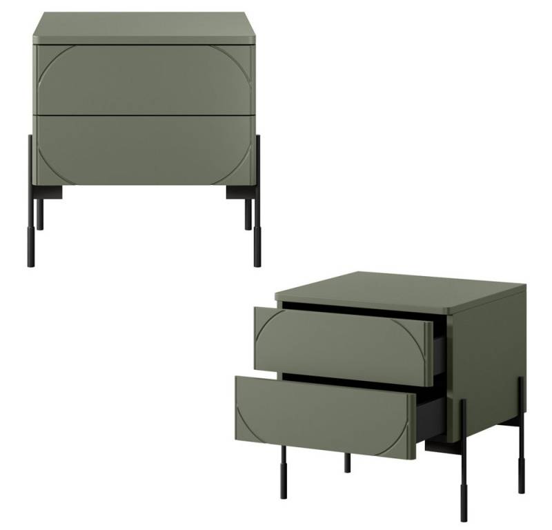 Lomadox Nachttisch SPLIT-141, oliv grün matt 2 Nachtschränke mit Metallfüßen grifflos modern Lomadox Nachttisch SPLIT-141, oliv grün matt 2 Nachtschränke mit Metallfüßen grifflos modern von Lomadox