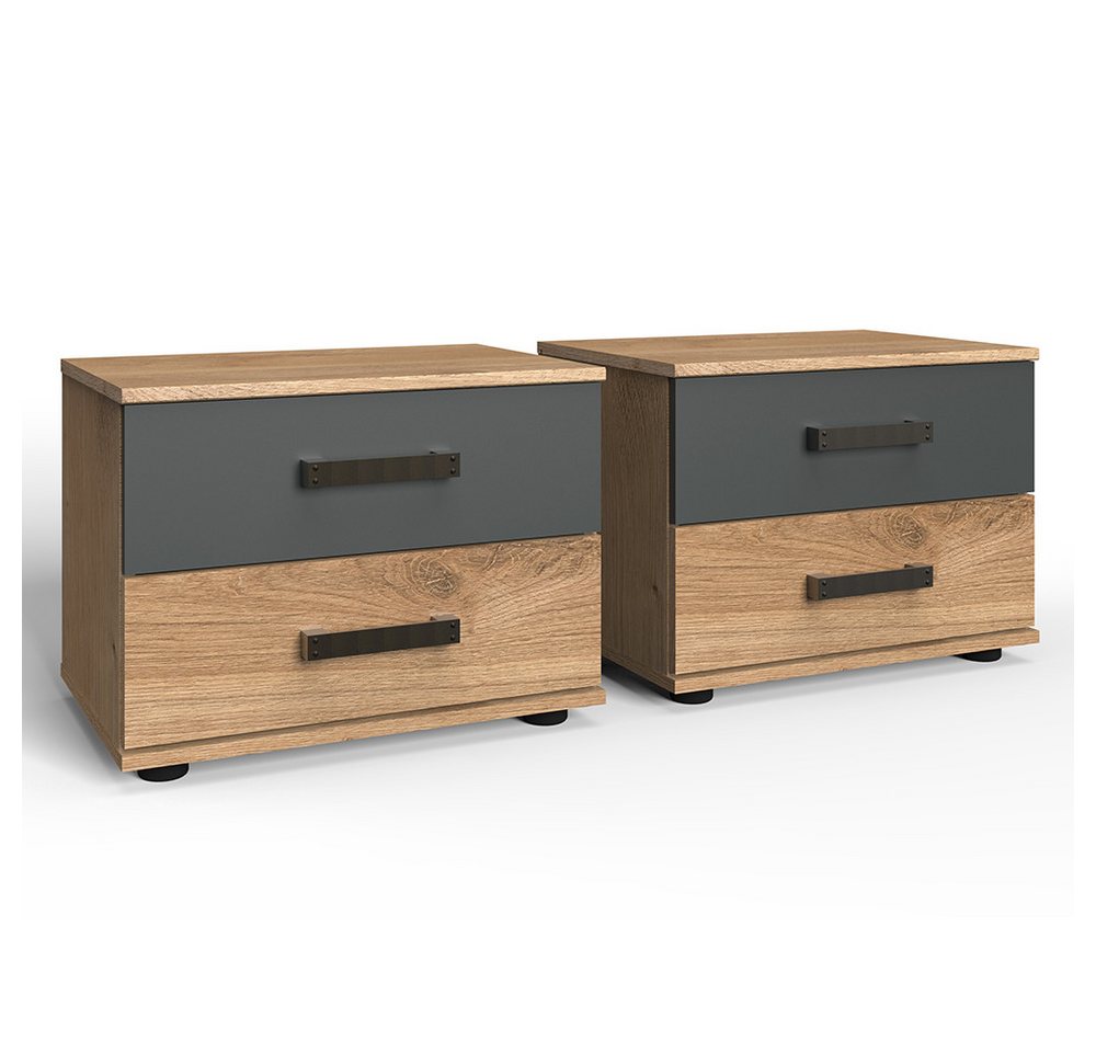 Lomadox Nachttisch SUNDERLAND-43, Eiche graphit grau 2er Set Nachtkommode 52x40x38 cm Lomadox Nachttisch SUNDERLAND-43, Eiche graphit grau 2er Set Nachtkommode 52x40x38 cm von Lomadox