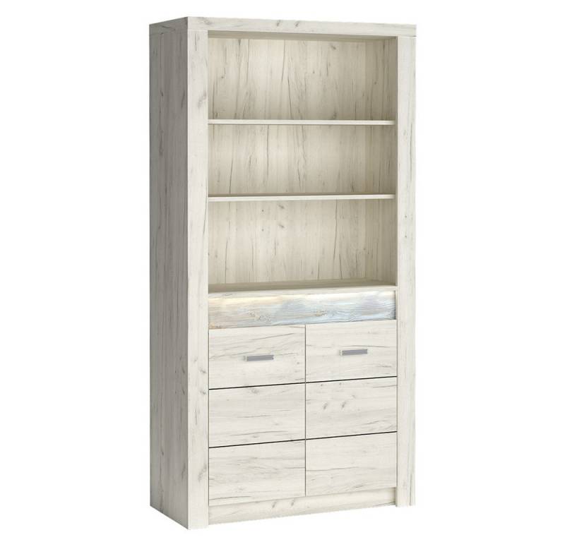 Lomadox Regal INGENIO-161, Bücherregal Mehrzweckschrank Schrankregal mit LED Beleuchtung in weiß von Lomadox