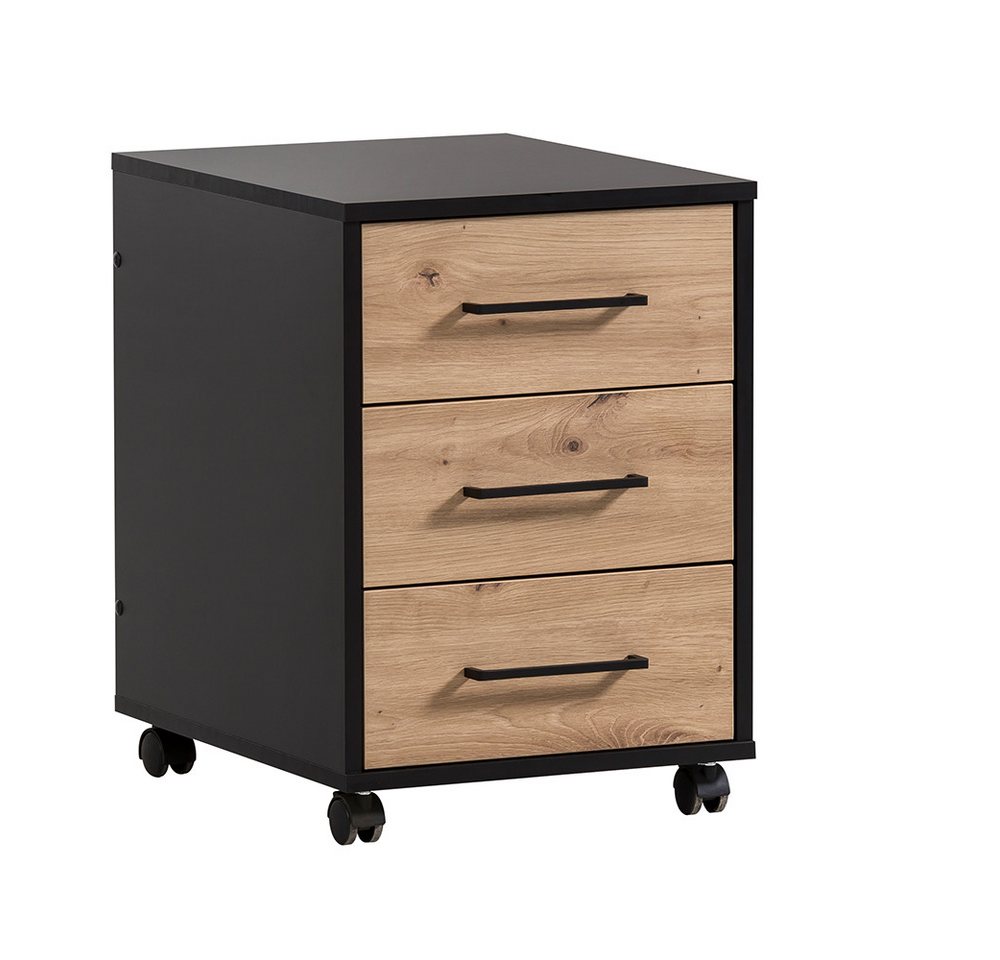Lomadox Rollcontainer ALNWICK-80, in schwarz mit Eiche, rollbar Lomadox Rollcontainer ALNWICK-80, in schwarz mit Eiche, rollbar von Lomadox