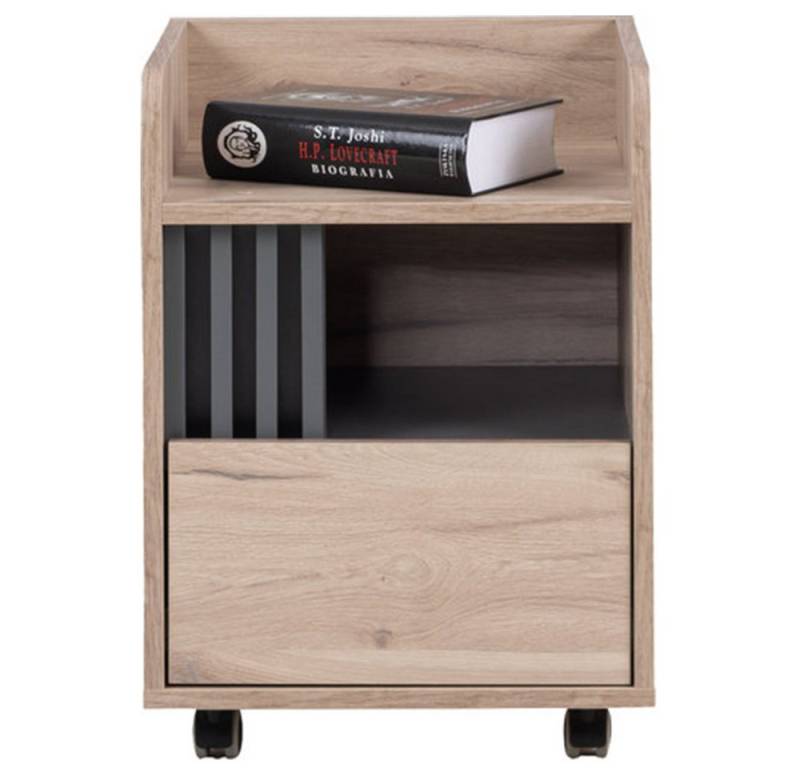 Lomadox Rollcontainer ANTIGUA-133, Eiche, 40cm breit mit einer Schublade und 4 Rollen von Lomadox