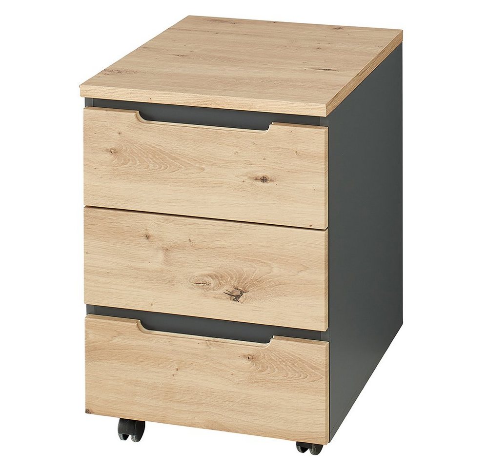 Lomadox Rollcontainer MANRESA-36, mit 3 Schubladen, graphit mit Eiche Lomadox Rollcontainer MANRESA-36, mit 3 Schubladen, graphit mit Eiche von Lomadox