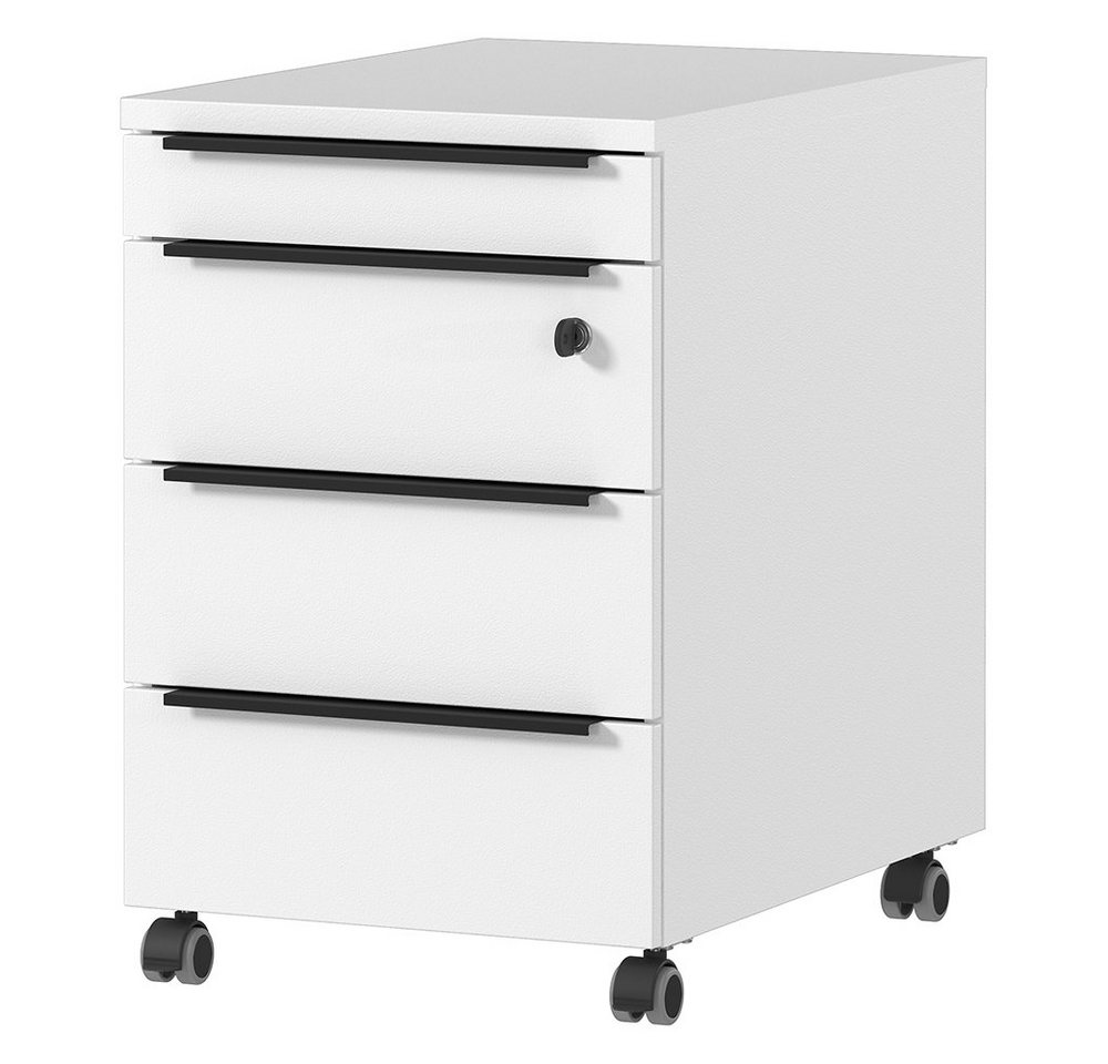 Lomadox Rollcontainer MEMPHIS-01, 4 Schubladen, abschließbar, weiß mit Metallgriffen Lomadox Rollcontainer MEMPHIS-01, 4 Schubladen, abschließbar, weiß mit Metallgriffen von Lomadox