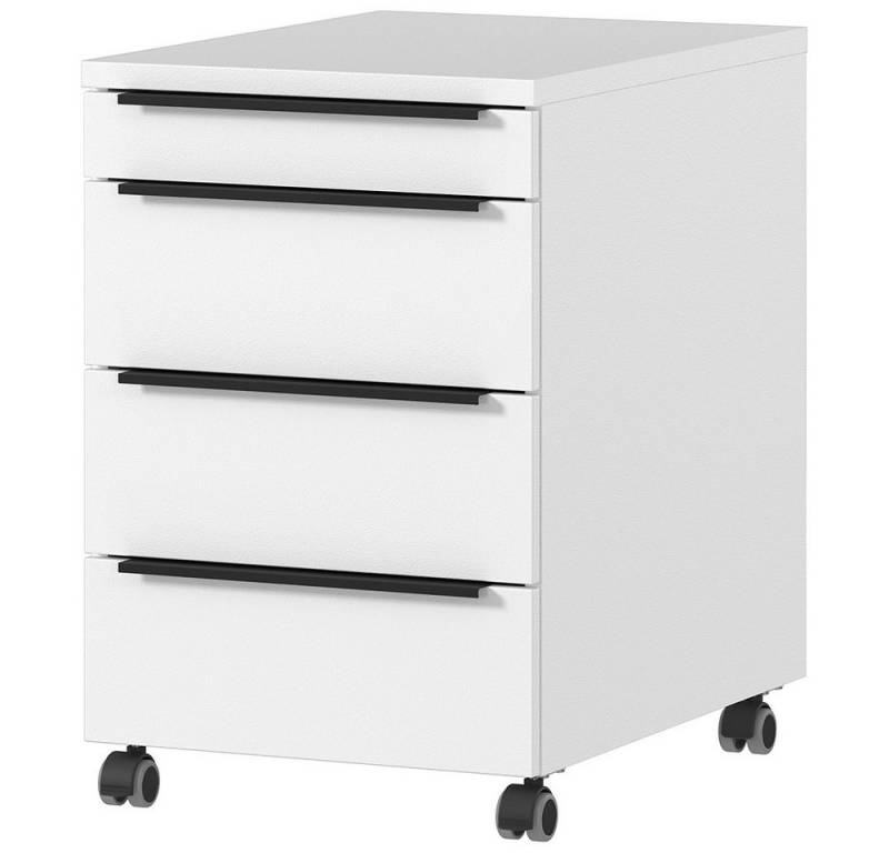 Lomadox Rollcontainer MEMPHIS-01, 4 Schubladen, weiß mit Metallgriffen von Lomadox