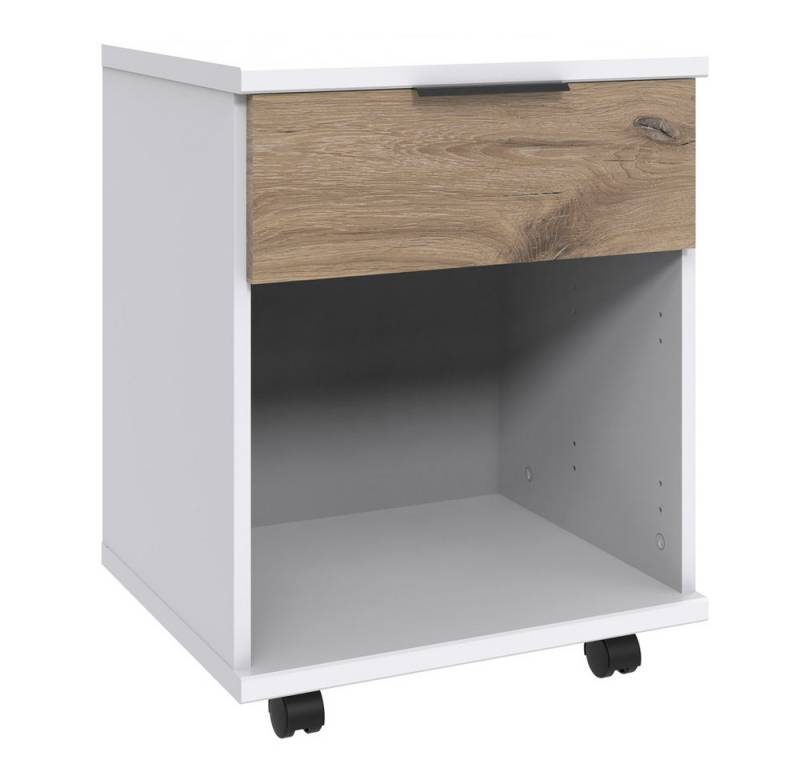 Lomadox Rollcontainer NOLI-43, weiß Eiche 4 Rollen Container 46x58x40 cm von Lomadox