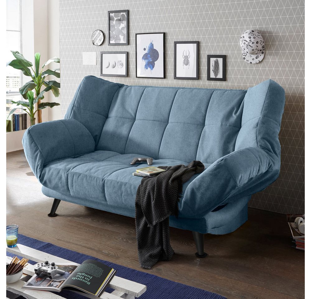 Lomadox Schlafsofa INSUL-09, Schlafcouch Sofa Couch Jugendzimmer Gästezimmer blau Bettkasten von Lomadox