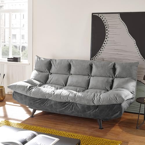 Lomadox Schlafsofa Schlafcouch ausklappbar, grau mit anthrazit,Sofa mit Bettkasten und Schlaffunktion, Bettsofa, Dauerschläfer-Sofa, Schlafcouch, Couch, BxHxT 216x104x108 cm von Lomadox